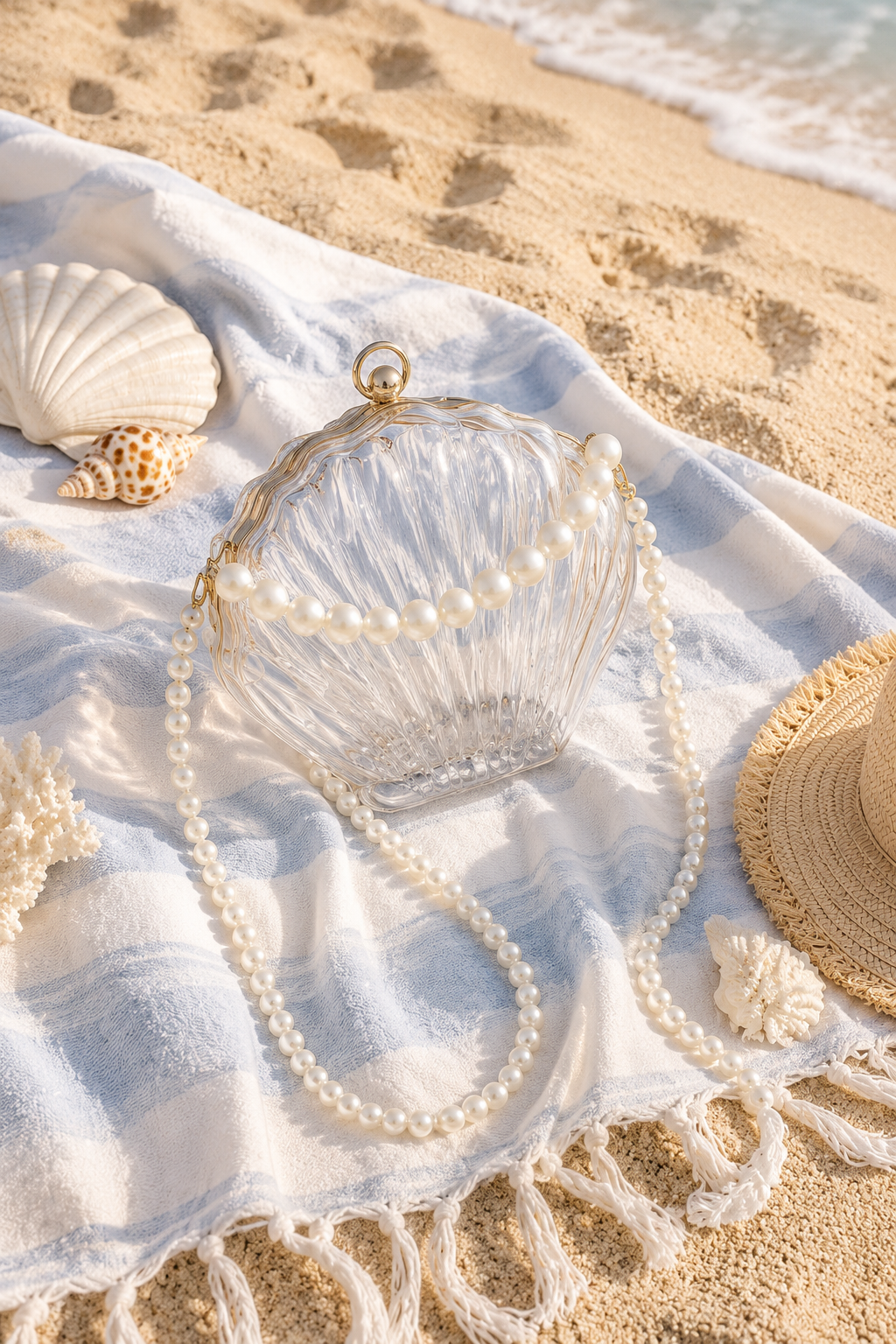 The Adriata Palace Pearl Seashell Clutch