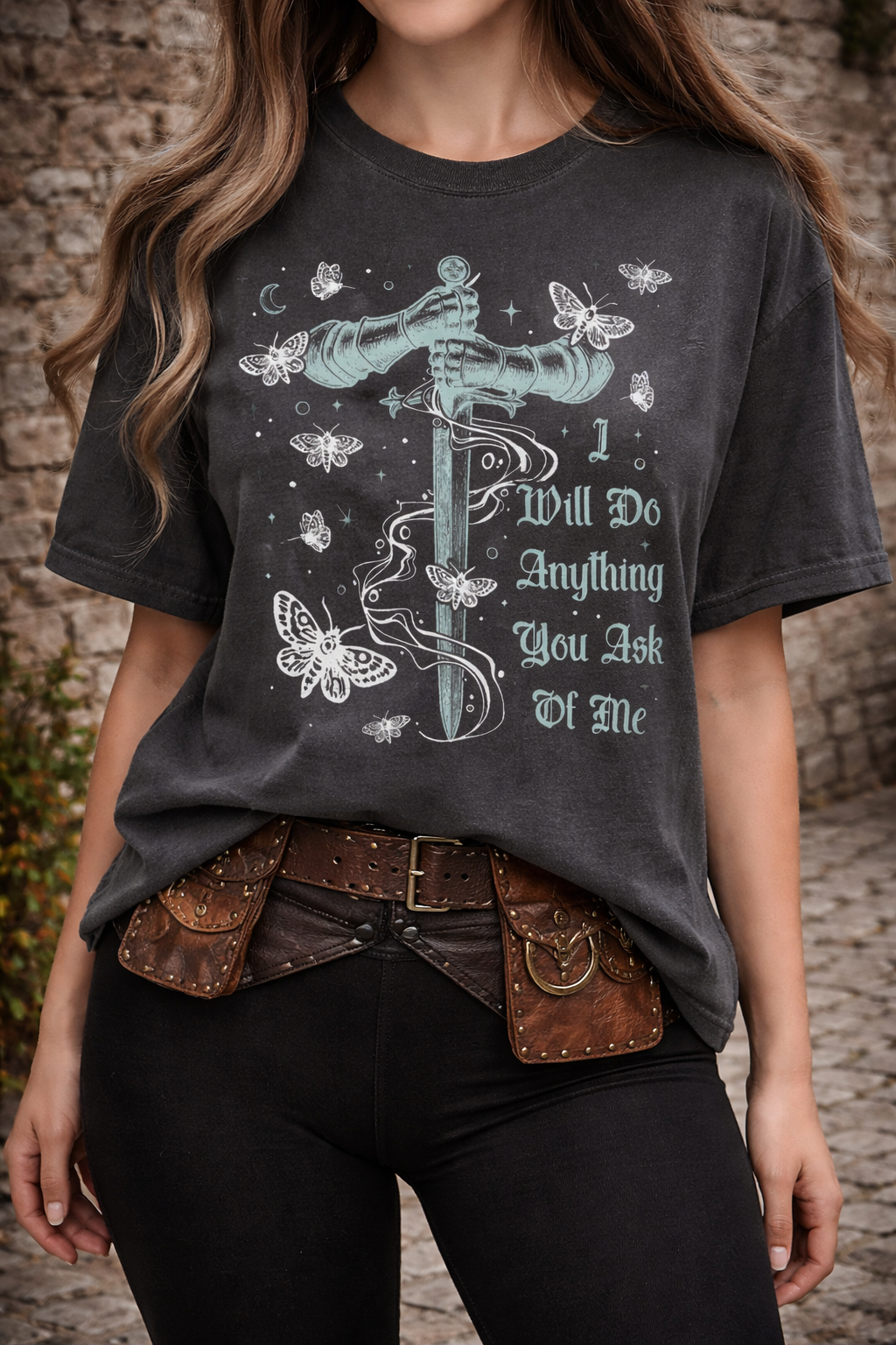 The Knight and the Moth Quote Tee | Dark Fantasy Sword & Moth Graphic Shirt