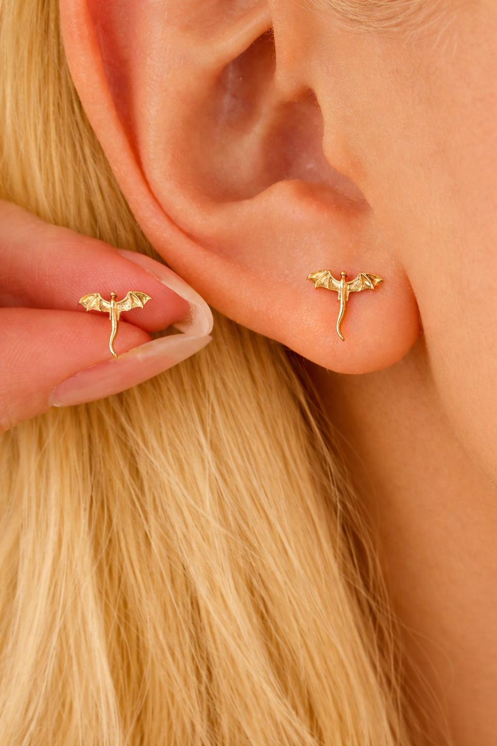 Fourth Wing Golden Dragon Stud Earrings | Basgiath War College Inspired Jewelry