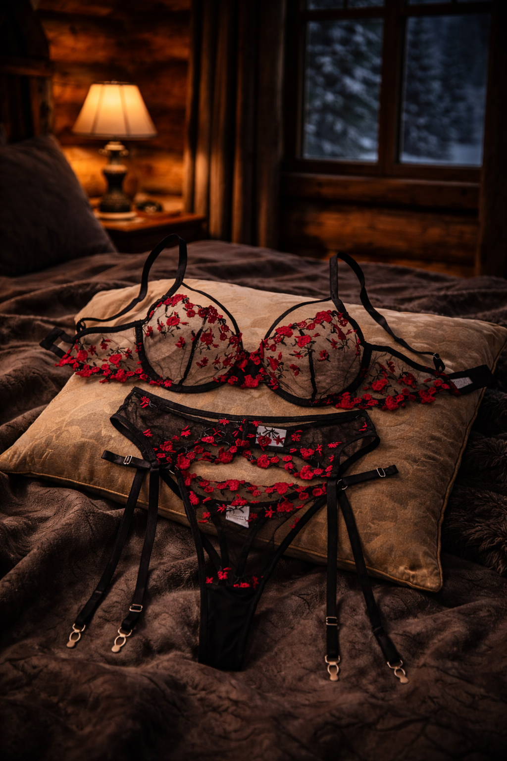 Cassian Night Court Lingerie Set | Illyrian General Inspired Crimson & Black Intimates