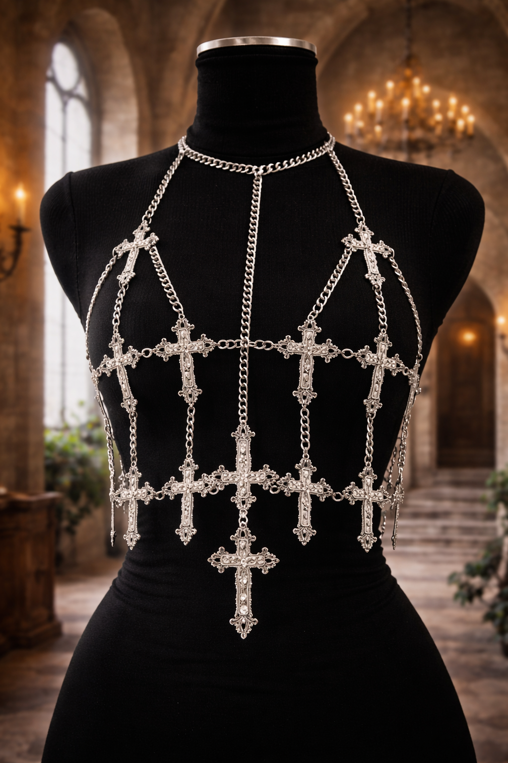 The High Lady’s Armor | Silver Chainmail Harness Top