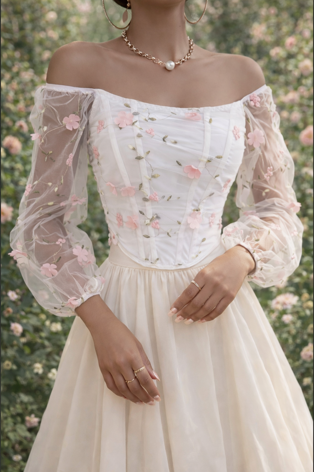 Elain Archeron Spring Court Dress | ACOTAR Inspired Floral Corset Garden Gown