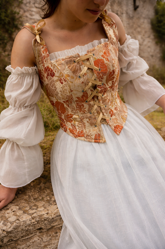 Renaissance Floral Corset Dress | Castlecore Inspired Medieval Fantasy Gown