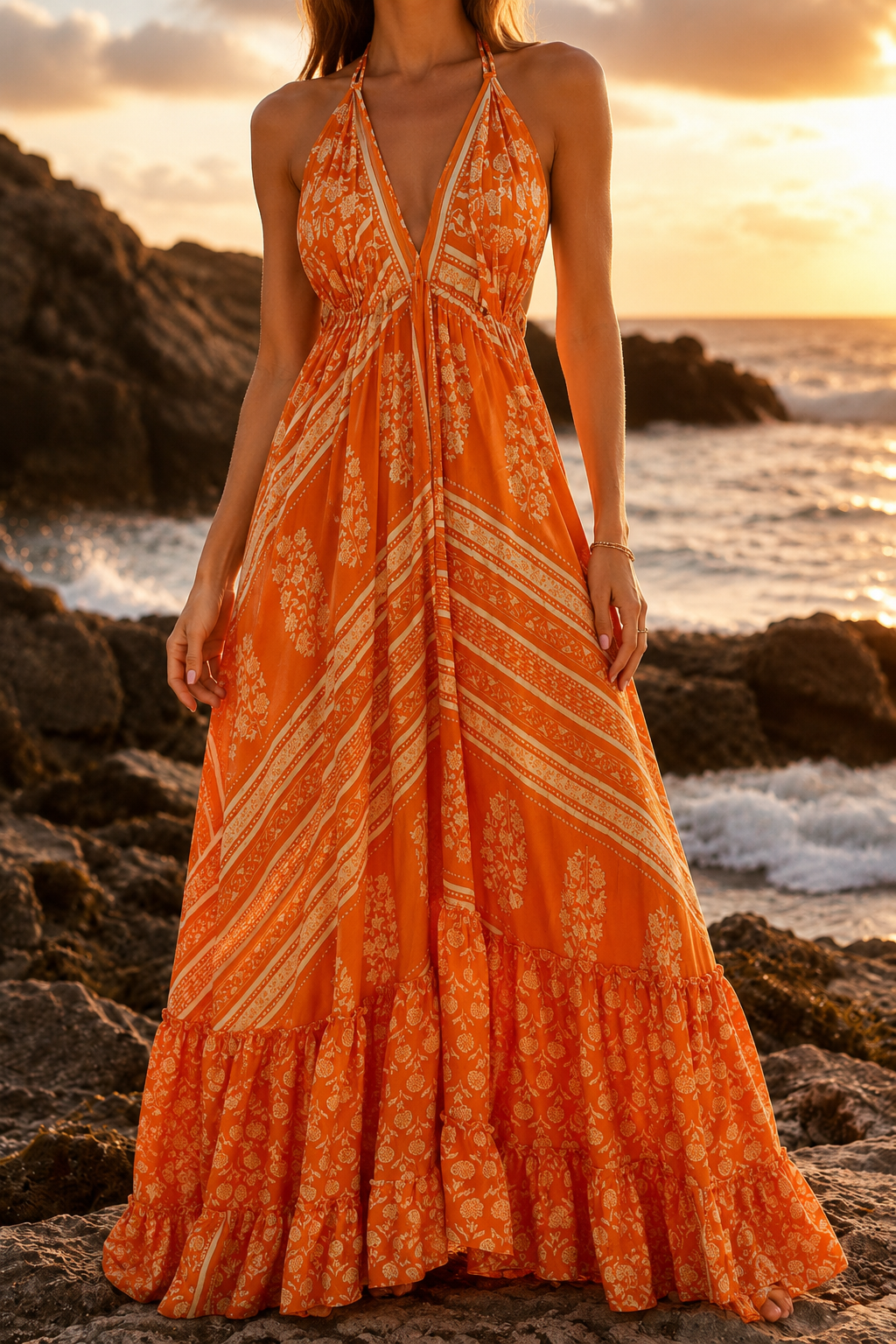 The Adriata Sunsets Floral Maxi Dress