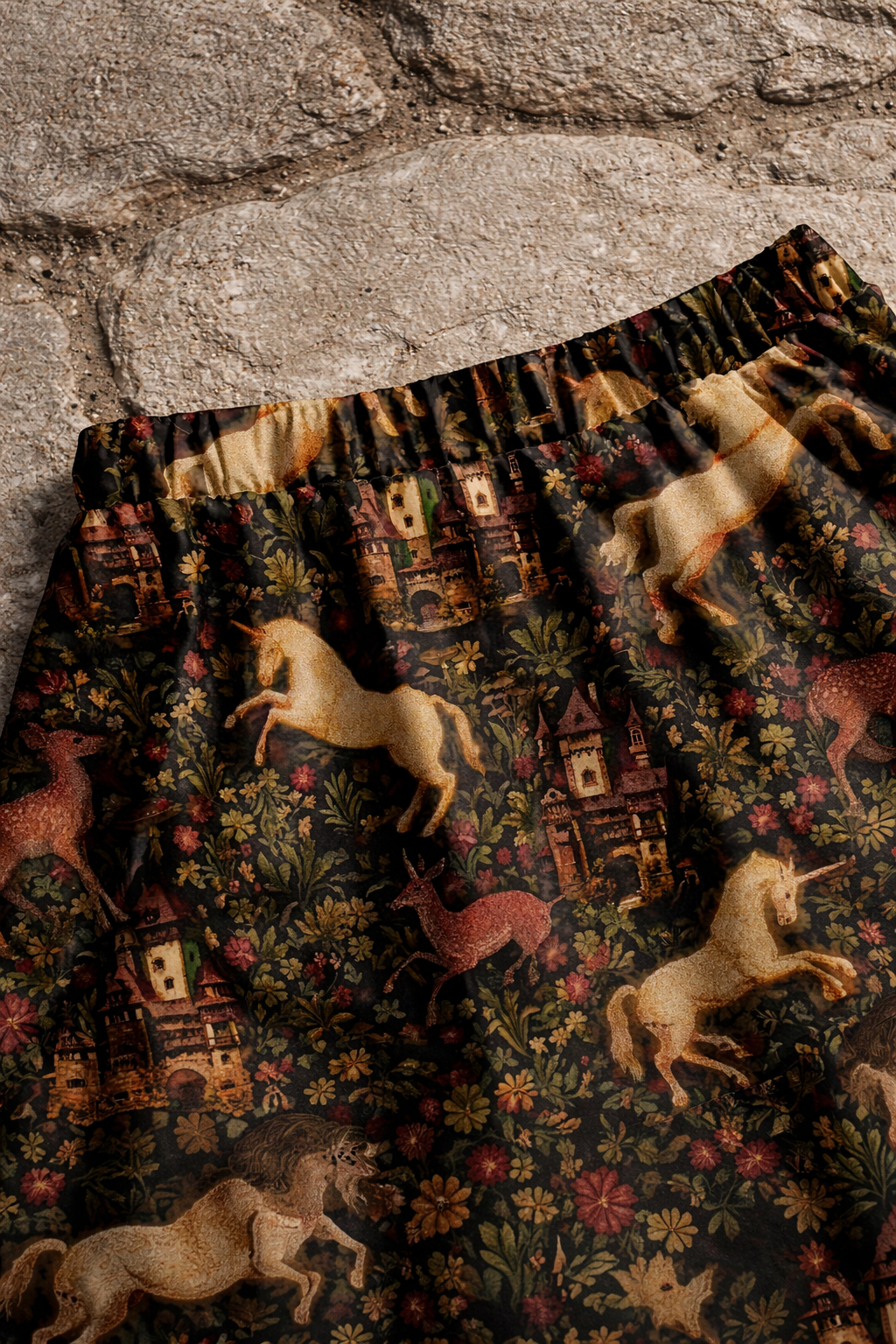 The Enchanted Forest Tapestry Skirt | Medieval Unicorn Fantasy Maxi
