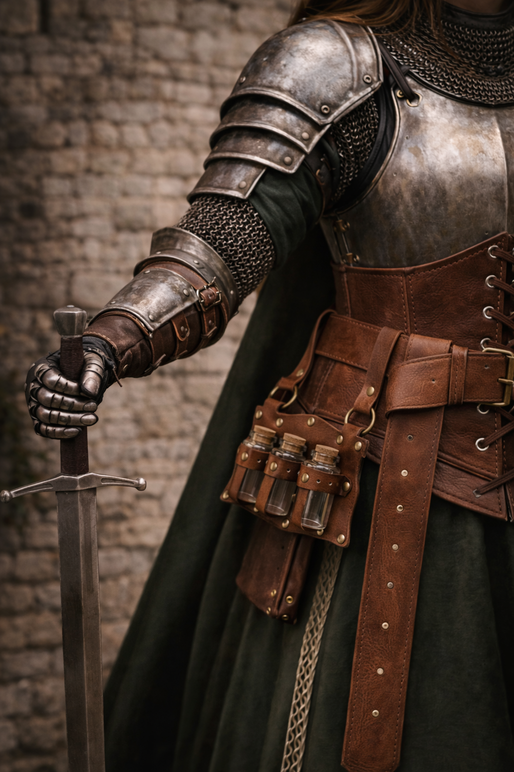 Renaissance Knight Armor Corset Belt | Medieval Valkyrie Inspired Leather Waist Cincher